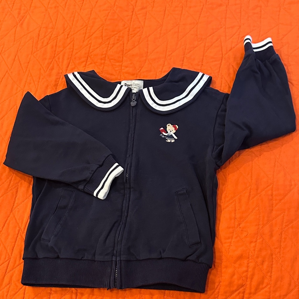 PAW 🐾 IN PAW Navy Blue Sweatshirt with White Trim Size 6-8 years old in